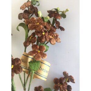 Vtg 1945-1952 Handmade Floral Brown Capucine Nasturtium Stem Artificial Flowers